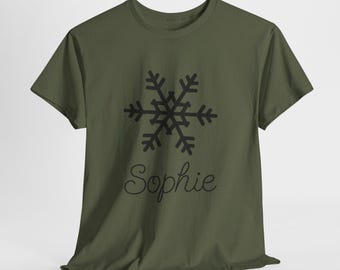 Personalized Embroidered Snowflake Shirt, Custom Winter Tee, Festive Outfit