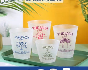 Vasos de plástico esmerilado personalizados, vasos personalizados para el Bach Club, recuerdos para despedidas de soltera en la playa, vasos para viajes de chicas en estadios, vasos para la piscina.