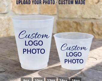 Personalized Frosted Plastic Cups, Custom Logo Party Cups, Wedding Birthday Bridal Shower Bachelorette Business Event Party Favor Cups