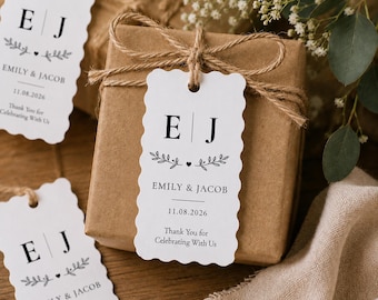 Personalized Wedding Favor Tags, Custom Gift Tags, Thank You Hang Tags, Coastal Bridal Shower Tags, Beach Wedding Favor Tags, Packaging Tags