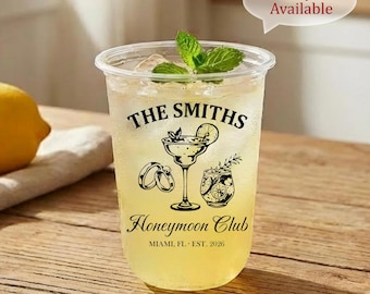 Vasos de plástico personalizados, vasos personalizados para bodas, vasos para lunas de miel, vasos para despedidas de soltera, recuerdos para despedidas de soltera, vasos para fiestas de compromiso.