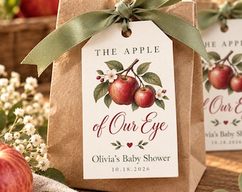 Personalized Apple Baby Shower Favor Tags, Apple of Our Eye Baby Shower, Fall Baby Shower Tags, Autumn Gift Tags, Thank You Favor Tags