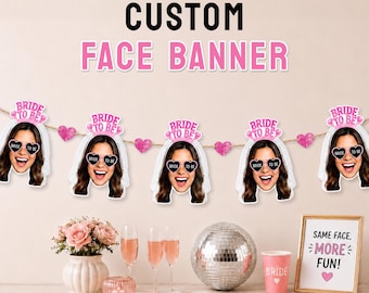 Pancarta con caras personalizadas, guirnalda de fotos personalizada, decoración para despedidas de soltera, bodas y fiestas de cumpleaños, accesorios divertidos para fotomatón con caras graciosas.