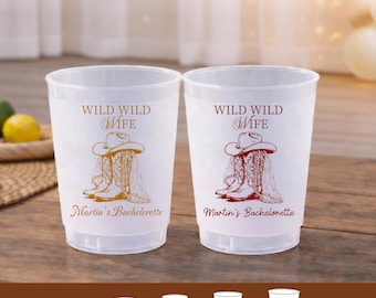 Personalized Frosted Plastic Cups, Wild Wild Wife Bachelorette Cups, Cowgirl Western Bride Party Favor, Custom Bach Weekend Cups