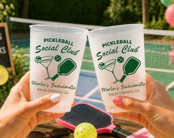 Vasos personalizados de pickleball esmerilados, vasos personalizados para clubes sociales de pickleball, recuerdos de bebidas para despedidas de soltera y fiestas en la piscina.