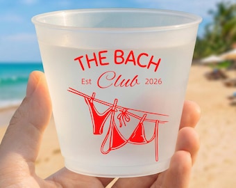 Personalized Frosted Plastic Cups, The Bach Club Cups, Beach Bachelorette Party Cups, Pool Party Girls Trip Weekend Favor Drinkware