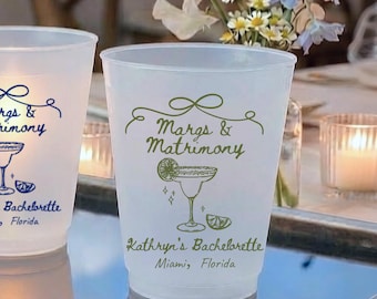 Vasos de plástico esmerilado personalizados, vasos personalizados para despedida de soltera, diseño de margarita, recuerdos para despedida de soltera, cristalería para bodas, decoración para despedidas de soltera