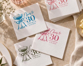Personalized Birthday Napkins, Custom Cocktail Napkins, 30th Birthday Party Favors, Milestone Birthday Napkins, Custom Party Napkins