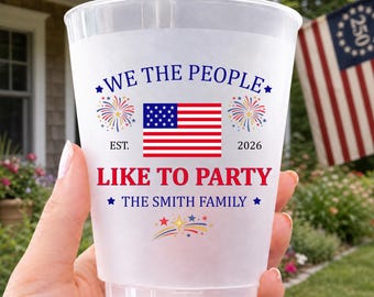 Vasos "We The People", vasos personalizados para fiestas del Día de la Independencia, recuerdos personalizados para reuniones familiares patrióticas, vasos con la bandera estadounidense.
