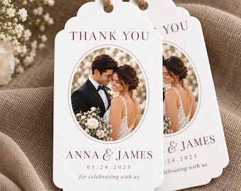 Personalized Wedding Photo Favor Tags, Custom Thank You Tags, Guest Gift Tags, Wedding Welcome Bag Tags, Photo Gift Tags, Favor Bag Tags