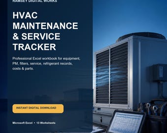 HVAC Maintenance Spreadsheet | Equipment Service Log, PM Schedule & Filter Tracker