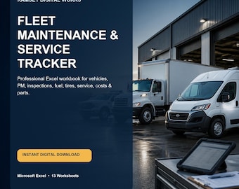 Fleet Maintenance Spreadsheet | Vehicle Service Log, PM Schedule, Fuel & Repair Tracker