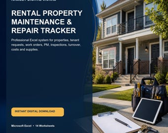 Rental Property Spreadsheet | Maintenance, Repair Log & Inspection Tracker