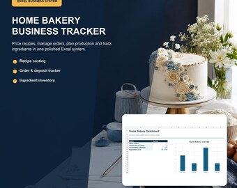 Home Bakery Business Spreadsheet | Recipe Cost Calculator, Cake Orders & Inventory