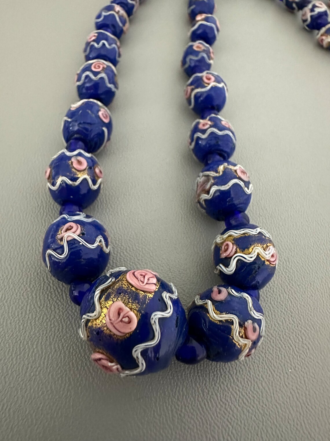 Vintage Blue Wedding Cake Bead Necklace Etsy