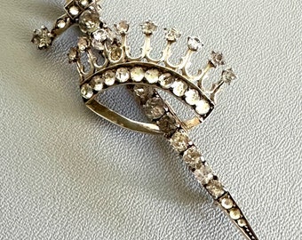 Vintage Sterling French Paste corona y broche de espada