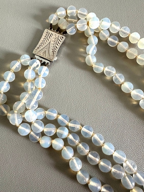 Vintage Opaline glass bead necklace - image 1
