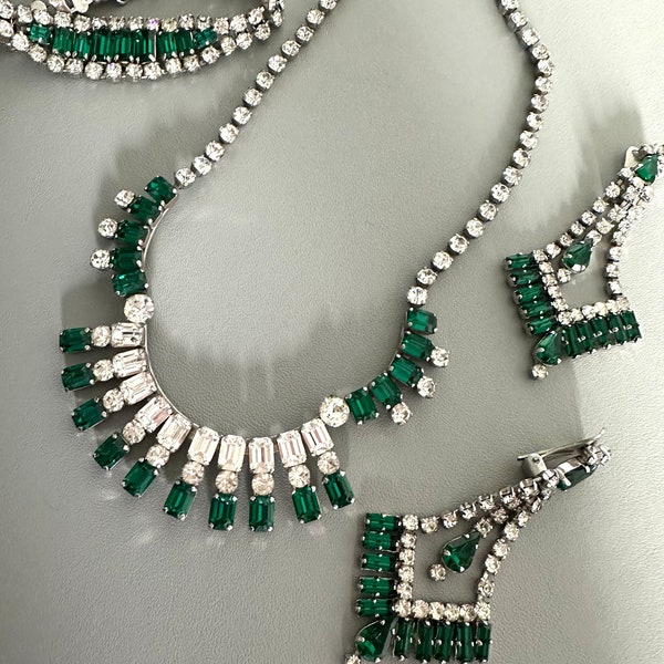 Vintage quality diamante necklace bracelet set