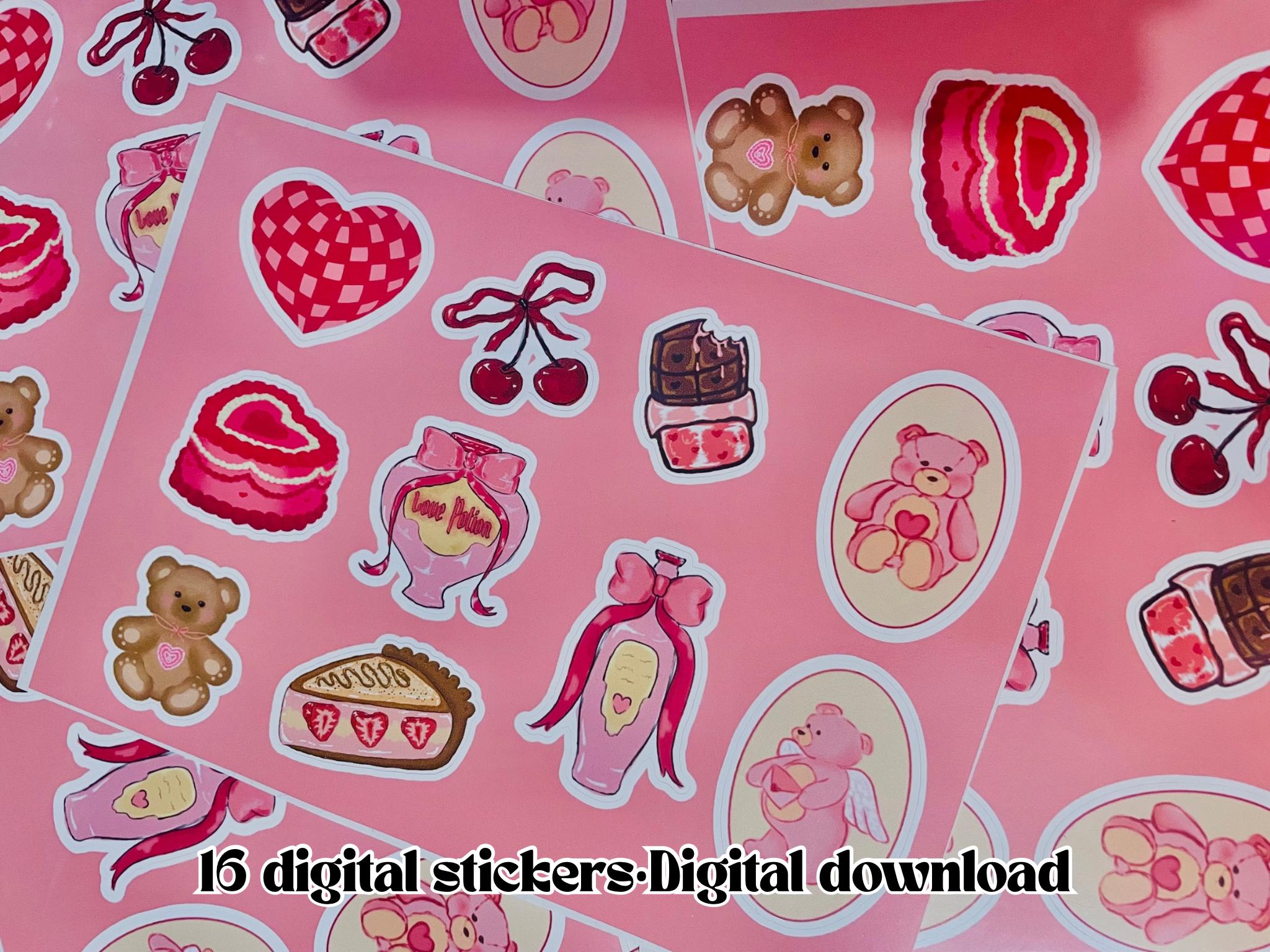 Coquette Printable Sticker Sheet for Planner 90s Retro Kawaii Aesthetic ...