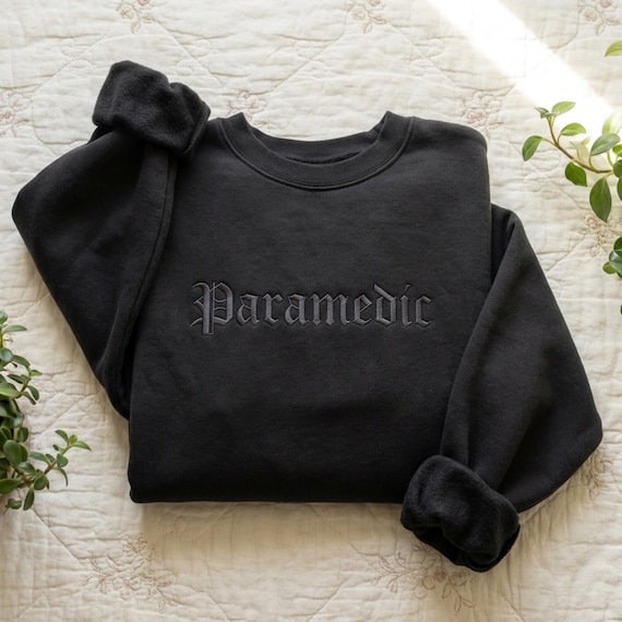 Embroidered Paramedic Sweatshirt: Cotton Polyester Blend, Durable Stitching
