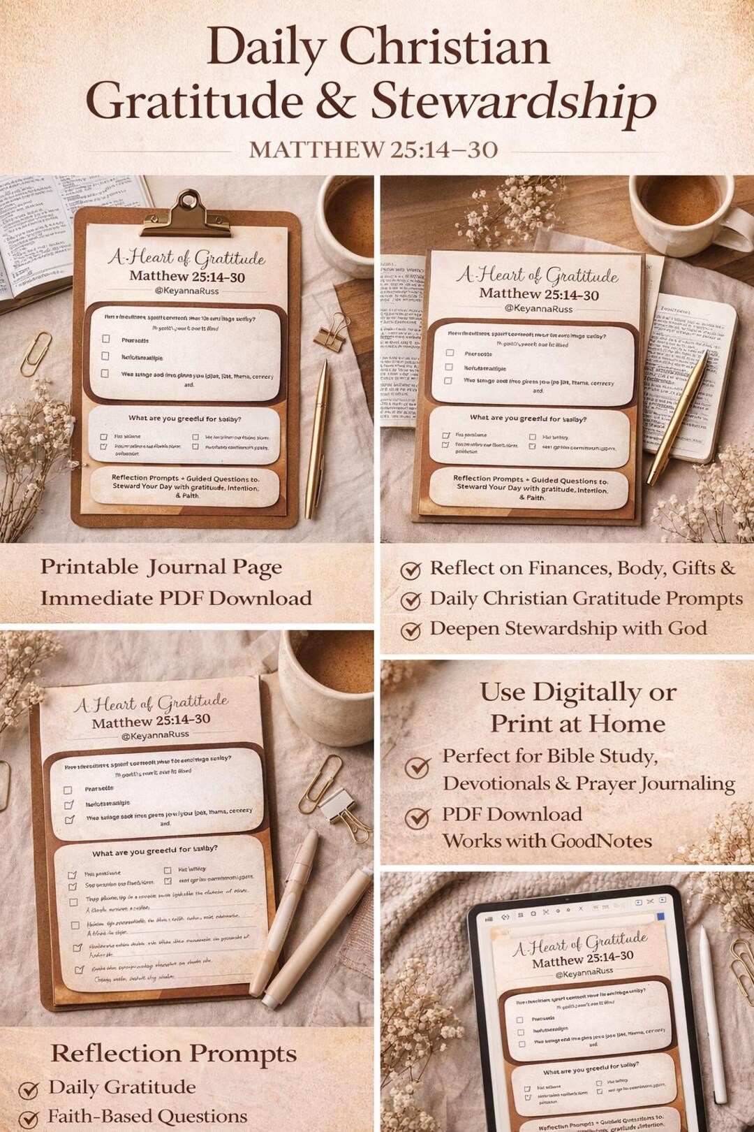 Christian Gratitude Journal Prompt | Daily Stewardship Reflection ...