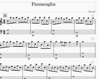 Passacaglia Spartiti per pianoforte facili, Spartiti per pianoforte