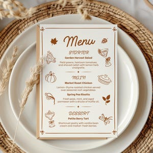 Fall In Love Bridal Menu Canva Template, Falling For Forever Wedding Menu Card, Autumn Wedding Dinner Menu Printable