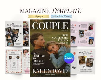 Couple Magazine Canva Template, 50 Page Editable Love Story Gift, Anniversary Memory Book, Boyfriend Girlfriend Valentine Birthday Gift