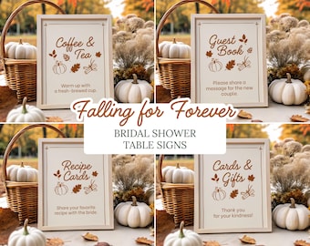 Fall Bridal Shower Table Signs Canva Template, Autumn Wedding Shower Signs, Editable Pumpkin Bridal Decor Digital Download
