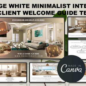 Interior Design Client Welcome Guide Template (Canva) – Minimalist Studio Onboarding