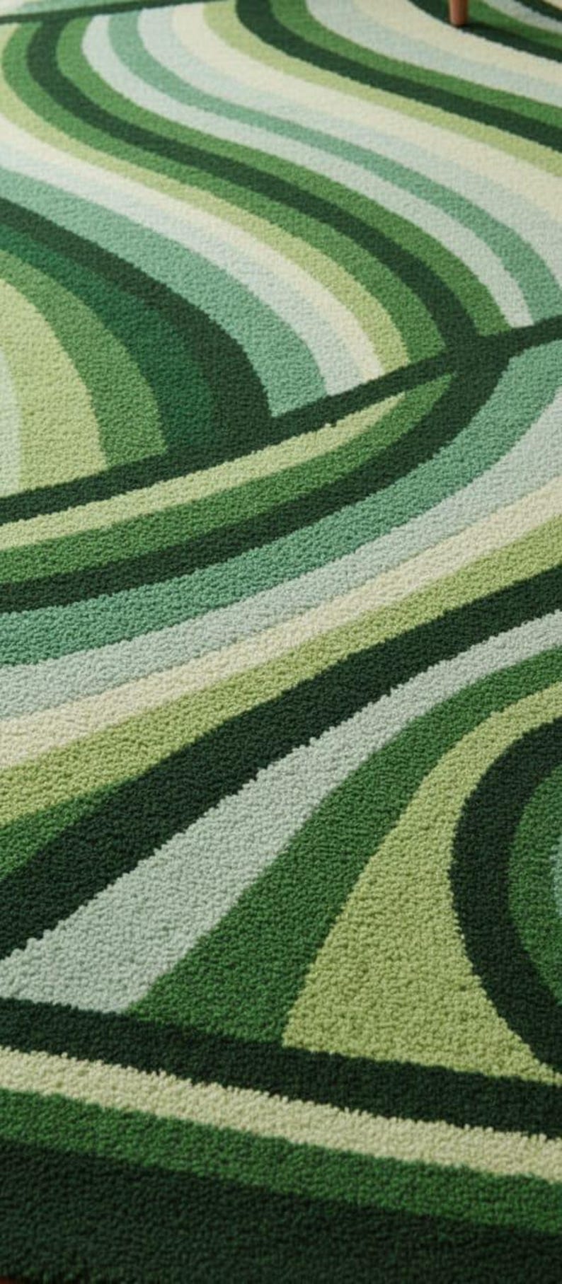 Patterned Green Rug Abstract Design Green Wavy Geometric Area Rug, Sculpted Pile Retro Carpet - Etsy