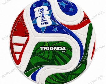 FIFA Inspired Round Hand Tufted Wool Rug – Football Fan Decor, Game Room Carpet