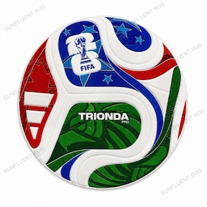 Football Rug, FIFA Inspired Round Hand Tufted Wool Rug in Multiple Sizes