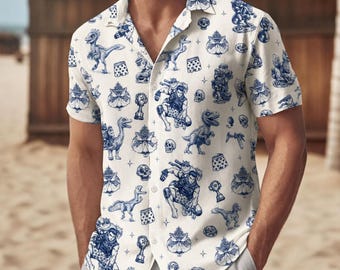 Camiseta de la Princesa Donut y Mongo, Camisa hawaiana de Carl de Dungeon Crawler, Camisa de hombre de libros de fantasía, Camisa de lectora para ella