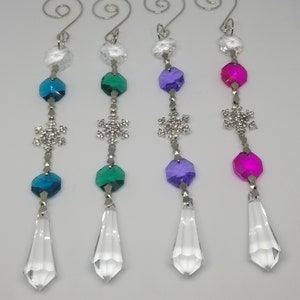 Vintage Chandelier Crystal Ornament, Rhinestone Snowflake Suncatcher