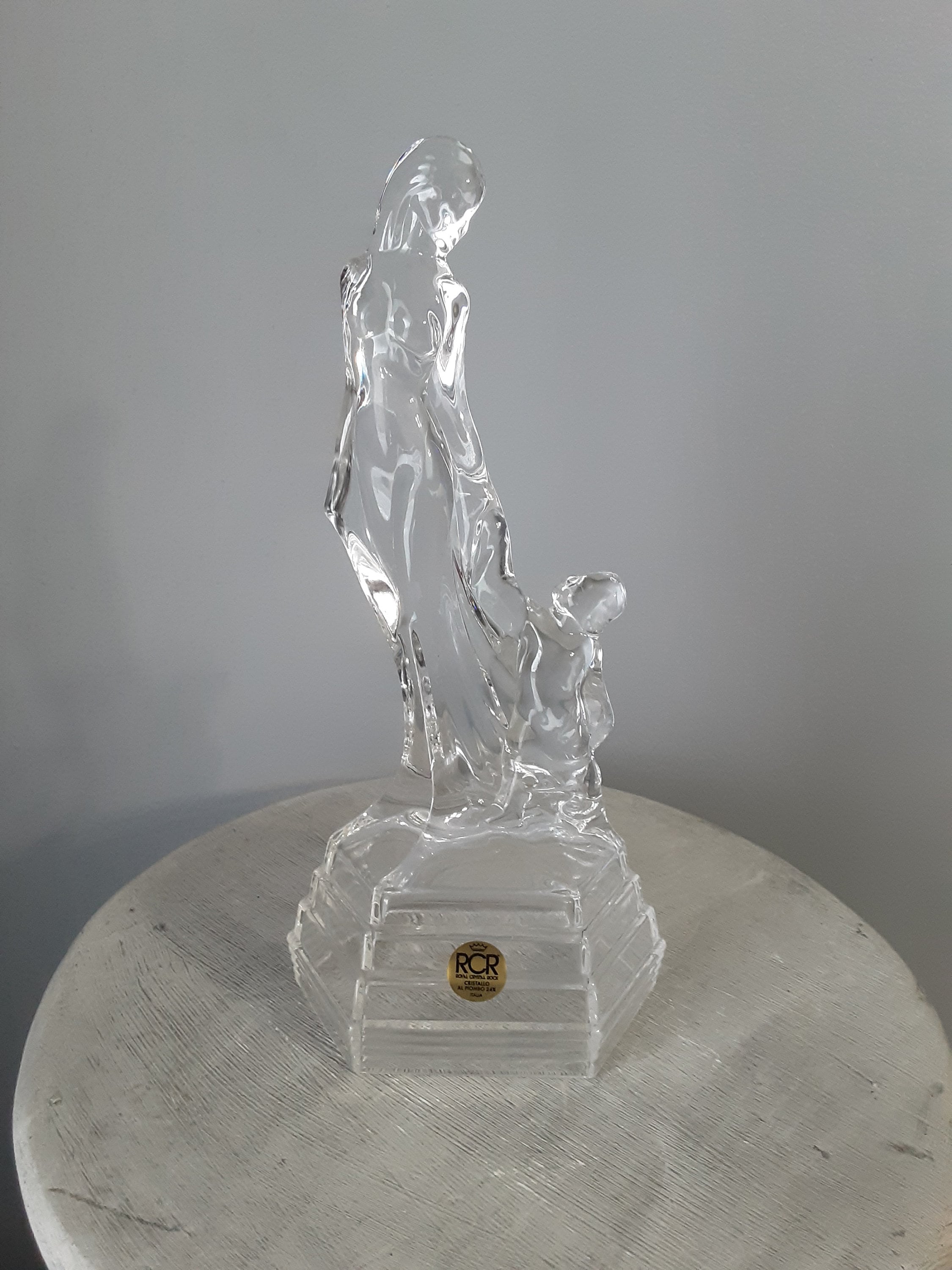 Collectable RCR Royal Crystal Rock Mother and Child Art  R.O.C Vtg Crystal Mother & Child Figurine Sculpture main image 1
