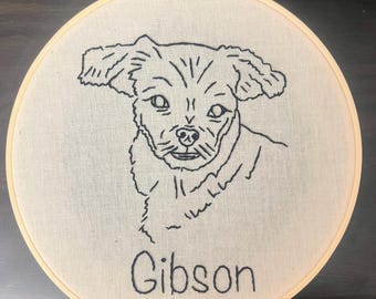 Custom Pet Portrait Hand Embroidered Wall Art