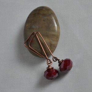 Red ruby dangle earrings, Red dangle earrings, Red bead Dangle earrings, simple red earrings