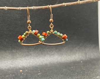 Boho earrings, triangle boho earrings