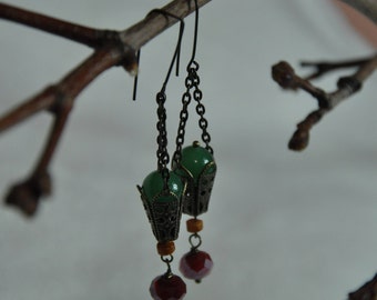 Hot Air Balloon Earrings Boho Hot Air Balloon Dangle Earrings Green Hot Air Balloon Earrings