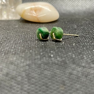 Natural tiny jade studs. African jade earrings. Green studs. Gold filled African stone earrings. Tiny green stone studs. Simple studs