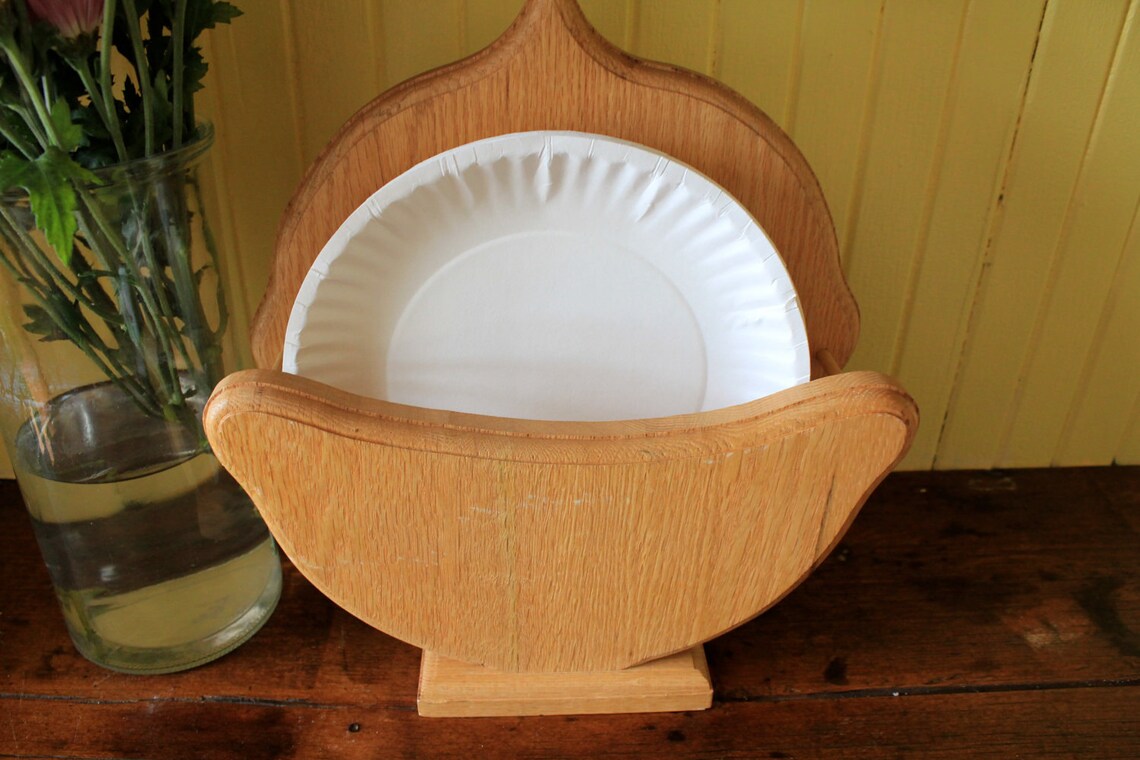 Wooden Paper Plate Holder Etsy