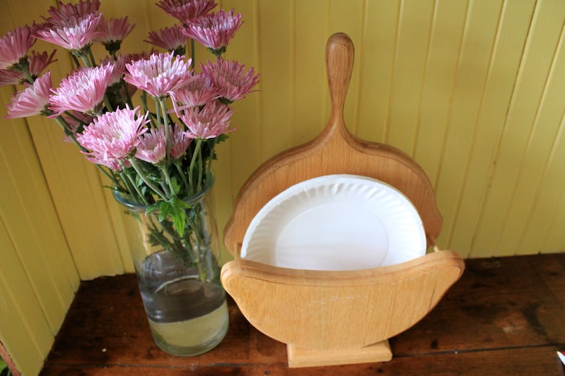 Wooden Paper Plate Holder Etsy