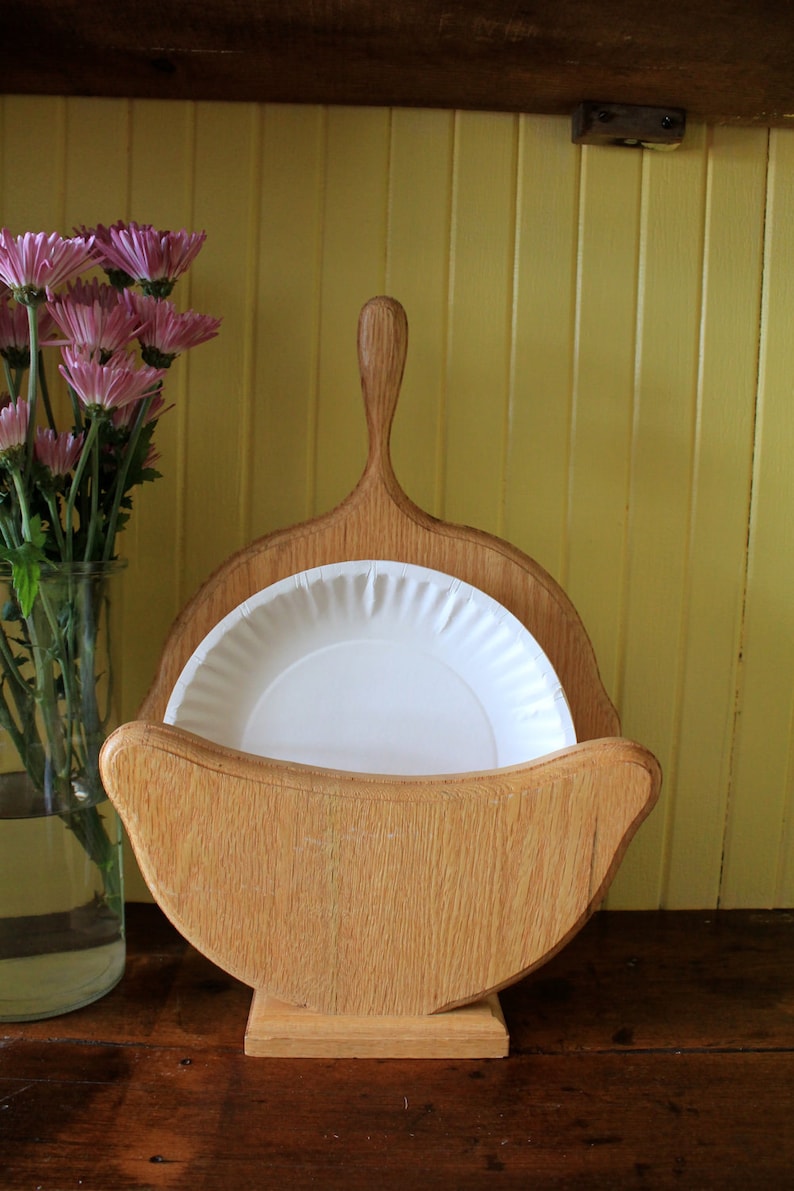 Wooden Paper Plate Holder Etsy