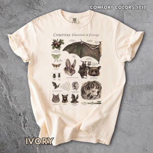 Vintage Bat Anatomy Shirt Comfort Colors, Retro Natural History Graphic Tee