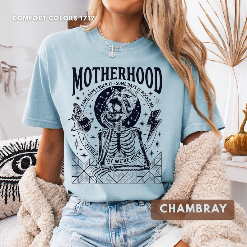 Motherhood Skeleton Comfort Colors Shirt, Funny Mom Tee, Gothic Mama Rocker, Mothers Day Gift image 12
