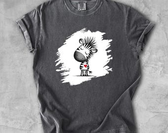 Cartoon Zebra Shirt or Sweatshirt, Comfort Colors Tee, Gildan 18000 Crewneck, Animal Lover Gift