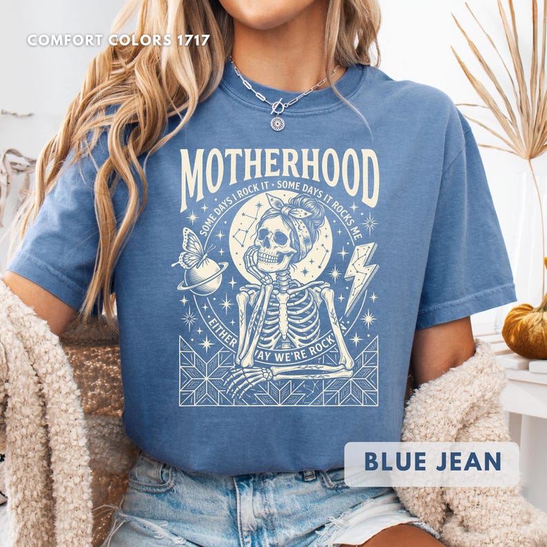 Motherhood Skeleton Comfort Colors Shirt, Funny Mom Tee, Gothic Mama Rocker, Mothers Day Gift image 10