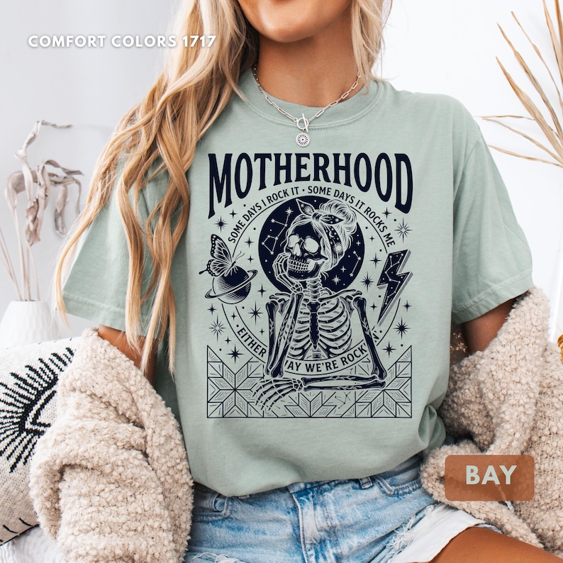 Motherhood Skeleton Comfort Colors Shirt, Funny Mom Tee, Gothic Mama Rocker, Mothers Day Gift image 6