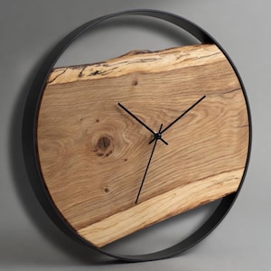 Minimalistische Wanduhr Holz Eiche | Moderne Holz Uhr | Handmade Wall Clock | Scandi Design | Geschenkidee | Handgefertigt | Ø 40 cm | geölt